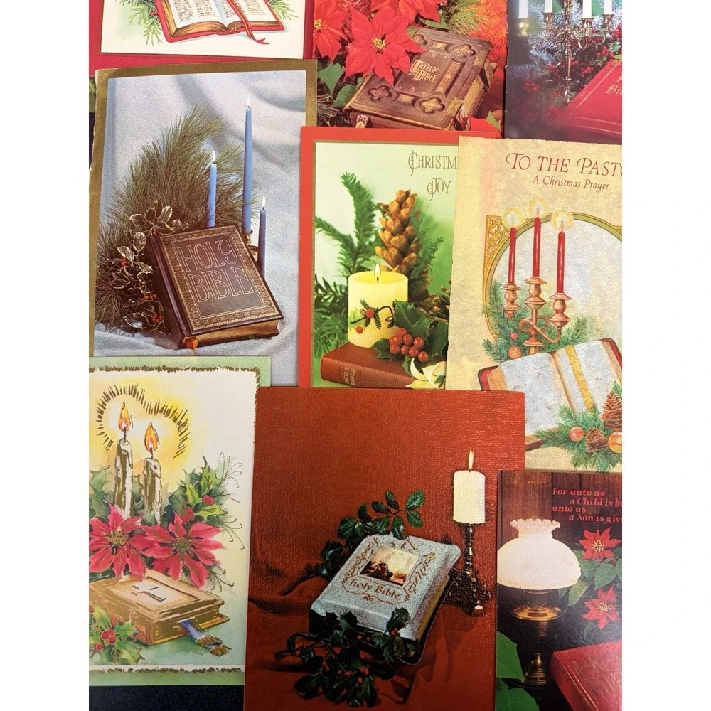 Vintage Christmas Cards Fronts ONLY Bibles Scrapbooking Decoupage Lot of 50+